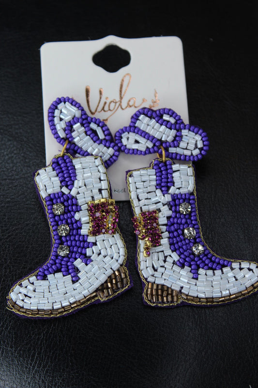 Purple Boot Earrings