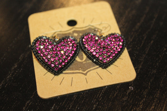 Black and Pink Heart Earrings